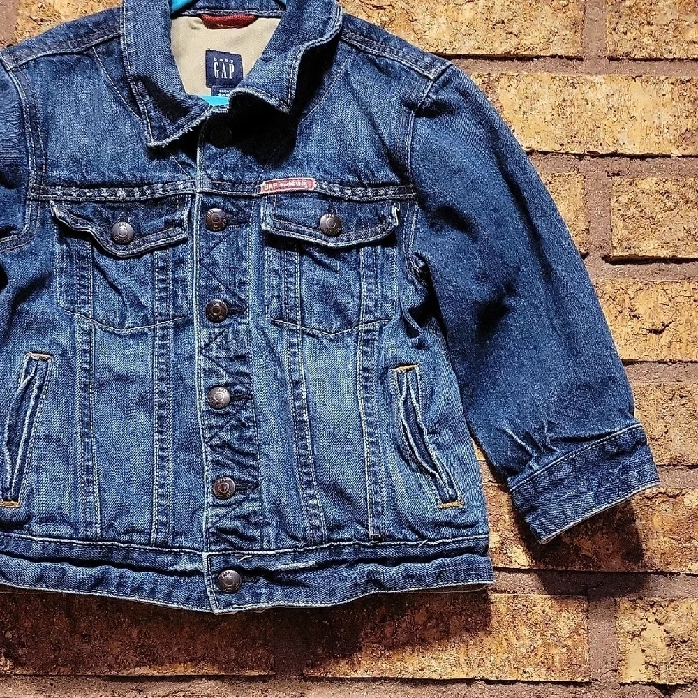 GAP Kids Denim Jacket Distressed  Cotton Size 4 Retro 2007